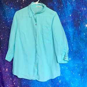 Edward....Woman- Aqua Button up Long Sleeve Top